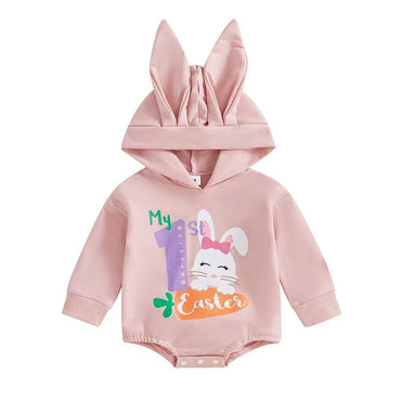 My First Easter Hooded Baby Bodysuit Pink 0-3 M
