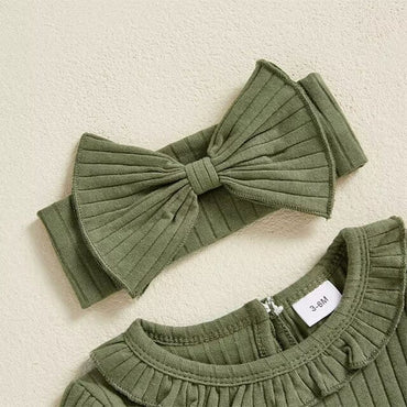 Long Sleeve Green Collar Baby Romper