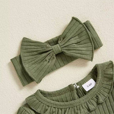 Long Sleeve Green Collar Baby Romper