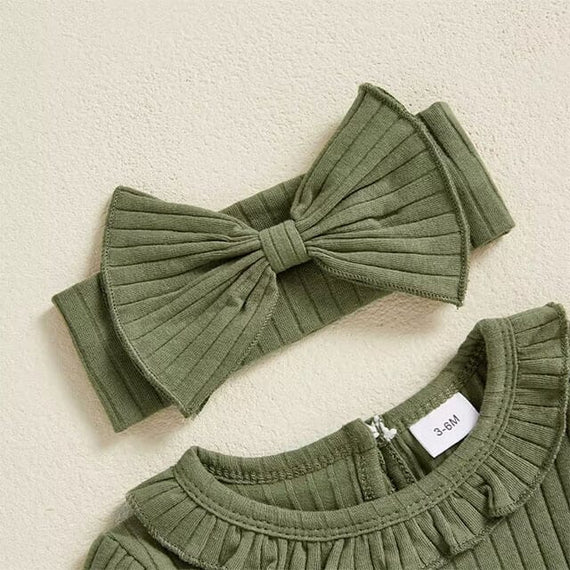 Long Sleeve Green Collar Baby Romper