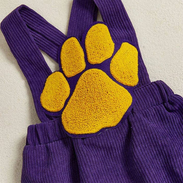 Sleeveless Claw Corduroy Baby Romper