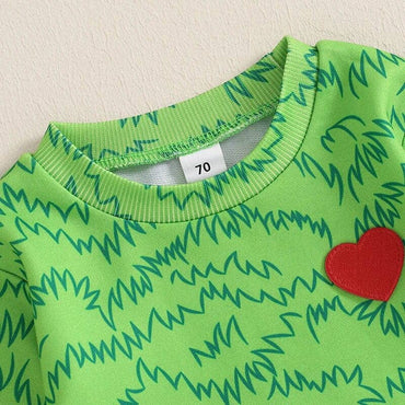 Long Sleeve Grinch Heart Baby Set