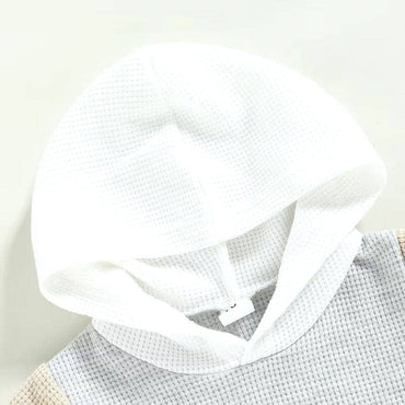 Short Sleeve Waffle Hooded Baby Set