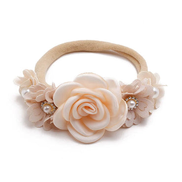Vintage Floral Baby Headband Beige