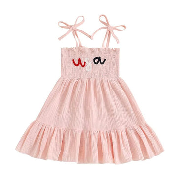 Tie Shoulder USA Toddler Dress Pink 12-18 M