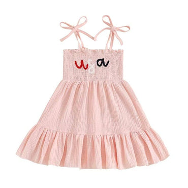 Tie Shoulder USA Toddler Dress Pink 12-18 M