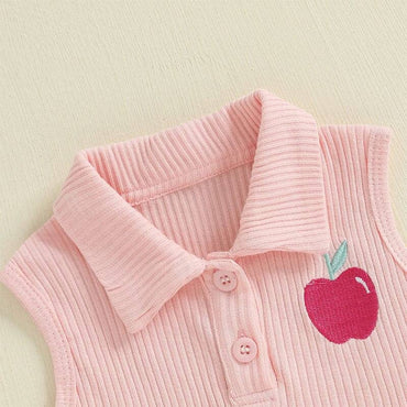 Sleeveless Apple Pleated Skirt Toddler Set