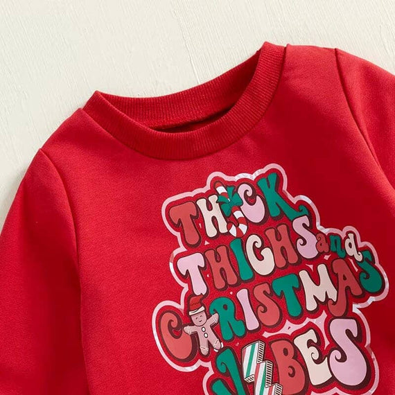 Thick Thighs Christmas Vibes Baby Set