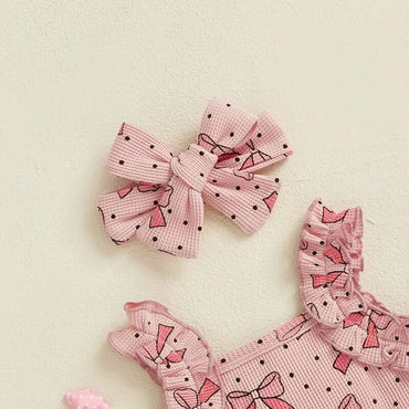 Sleeveless Ruffled Bows Baby Set