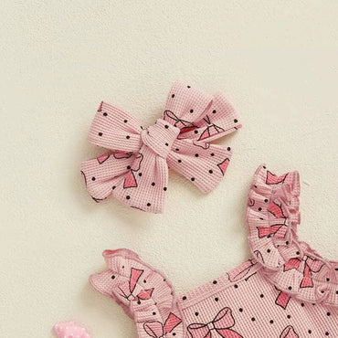 Sleeveless Ruffled Bows Baby Set
