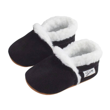 Solid Plush Baby Shoes Black 1