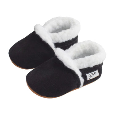 Solid Plush Baby Shoes Black 1