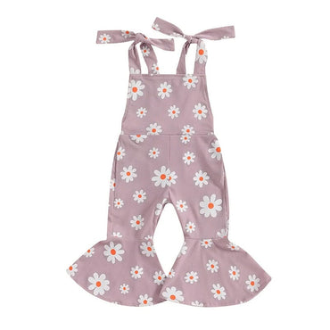 Tie Straps Daisy Flared Toddler Jumpsuit Purple 9-12 M 