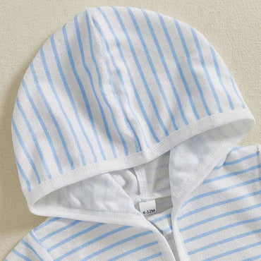Short Sleeve Striped Hooded Toddler Set