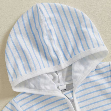 Short Sleeve Striped Hooded Toddler Set