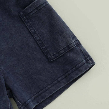 Short Sleeve Solid Short Pockets Baby Set