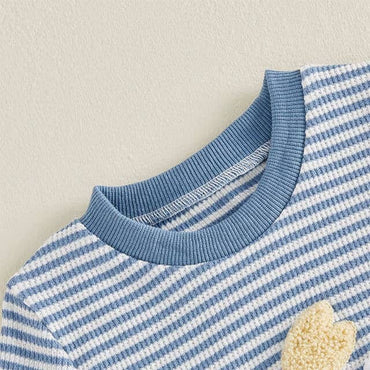 Short Sleeve Striped Easter Baby Set