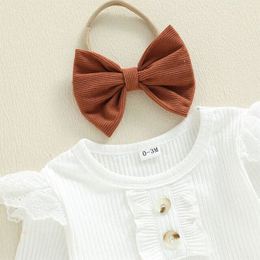 Long Sleeve Ruffled Solid Skirt Baby Set