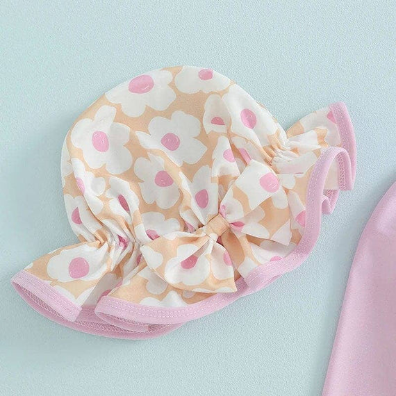 Long Sleeve Floral Ruffles Toddler Swimsuit
