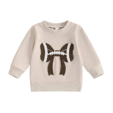 Football Bow Baby Sweatshirt Beige 3-6 M