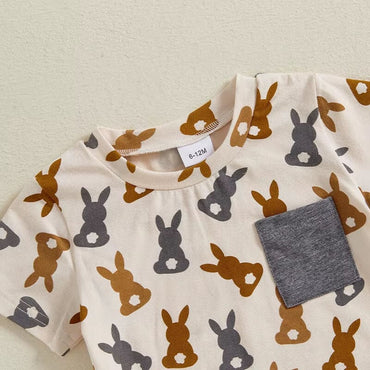 Short Sleeve Easter Bunny Pocket Baby Set