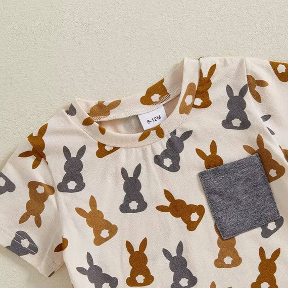 Short Sleeve Easter Bunny Pocket Baby Set