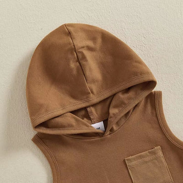 Sleeveless Hoodie Camo Shorts Baby Set