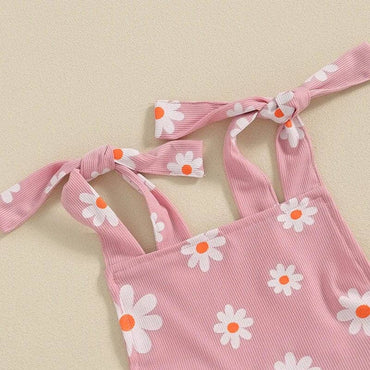 Tie Straps Daisy Flared Toddler Jumpsuit