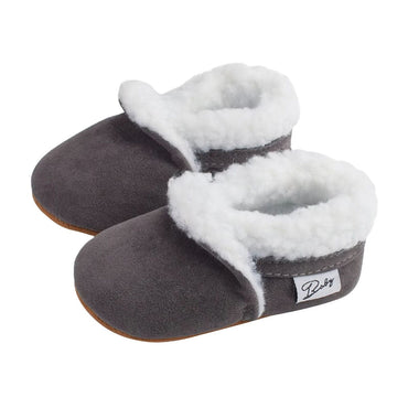 Solid Plush Baby Shoes Gray 1