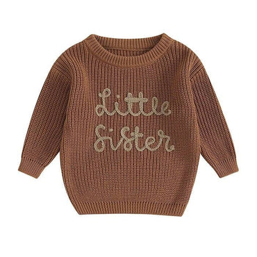 Little Sister Knitted Baby Sweater Brown 0-3 M