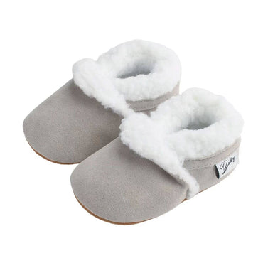 Solid Plush Baby Shoes Light Gray 1