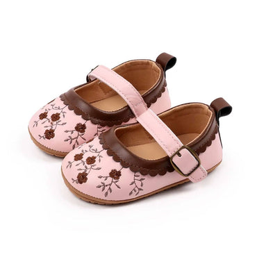 Scalloped Trim Floral Baby Shoes Shoes The Trendy Toddlers Pink 1