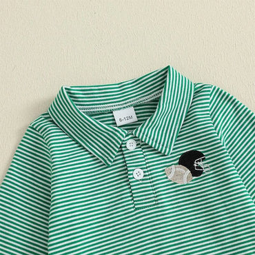 Long Sleeve Striped Collar Football Toddler Set