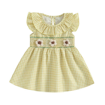 Fly Sleeve Vintage Yellow Plaid Toddler Dress