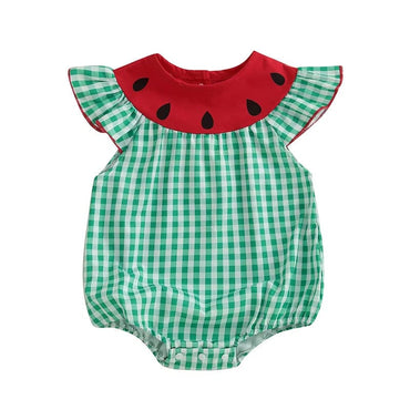 Watermelon Plaid Baby Romper