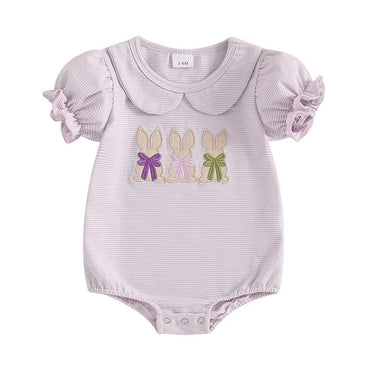 Puff Sleeve Easter Bunny Baby Romper