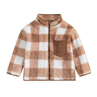 Plaid Zipper Toddler Jacket Brown 9-12 M