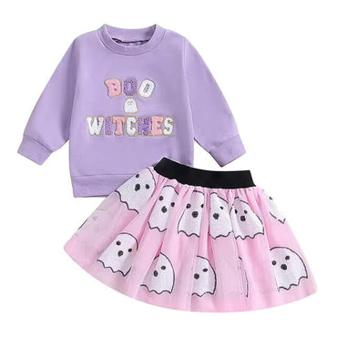 Boo Witches Sweatshirt and Ghost Skirt Set