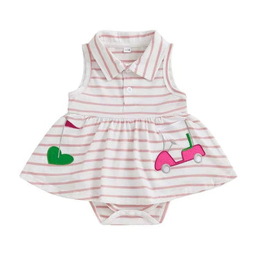 Sleeveless Striped Collar Golf Baby Romper