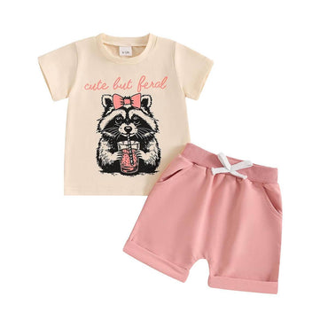 Short Sleeve Cute Feral Baby Set