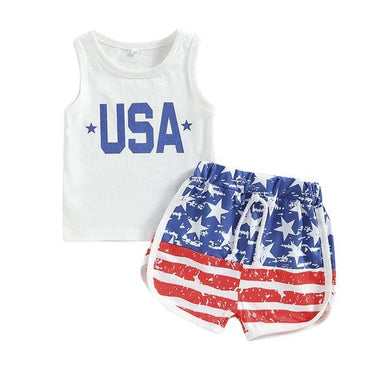 Sleeveless USA Baby Set