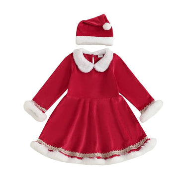 Long Sleeve Classic Santa Toddler Dress