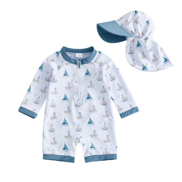 Long Sleeve Sailboat Baby Swimsuit