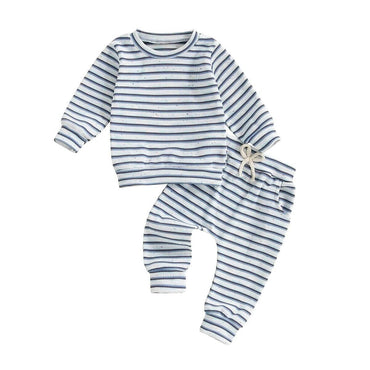 Long Sleeve Striped Pants Baby Set Blue 3-6 M
