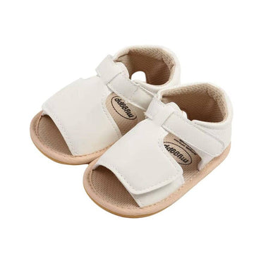 Solid Velcro Baby Sandals White 1