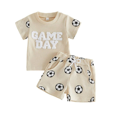 Soccer Game Day Baby Set Beige 3-6 M