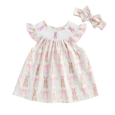 Fly Sleeve Easter Toddler Dress Beige 6-9 M