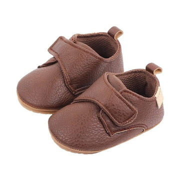 Classic Solid Velcro Baby Shoes Dark Brown 1