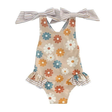 Striped Floral Toddler Swimsuit