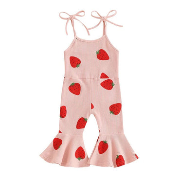 Strawberry Flared Toddler Jumpsuit Jumpsuit The Trendy Toddlers 